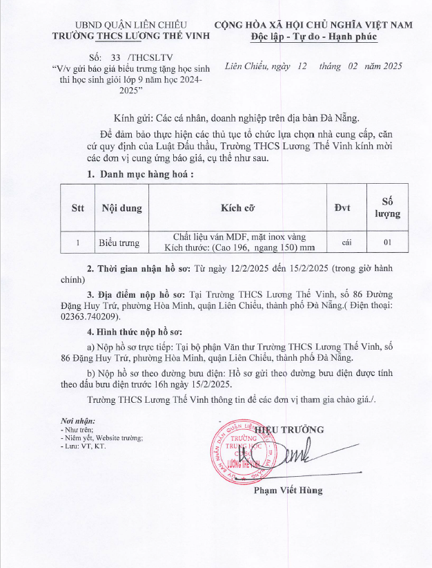 BÁO GIÁ BIỂU TRƯNG TẶNG HỌC SINH