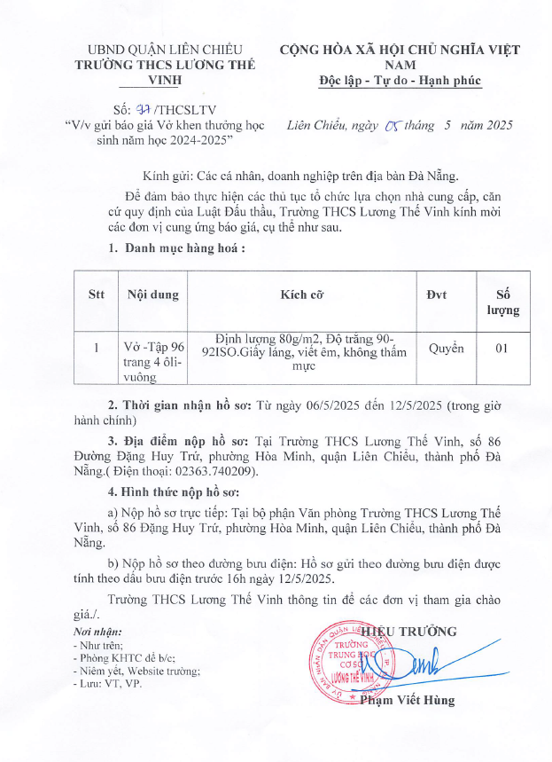 BÁO GIÁ VỞ